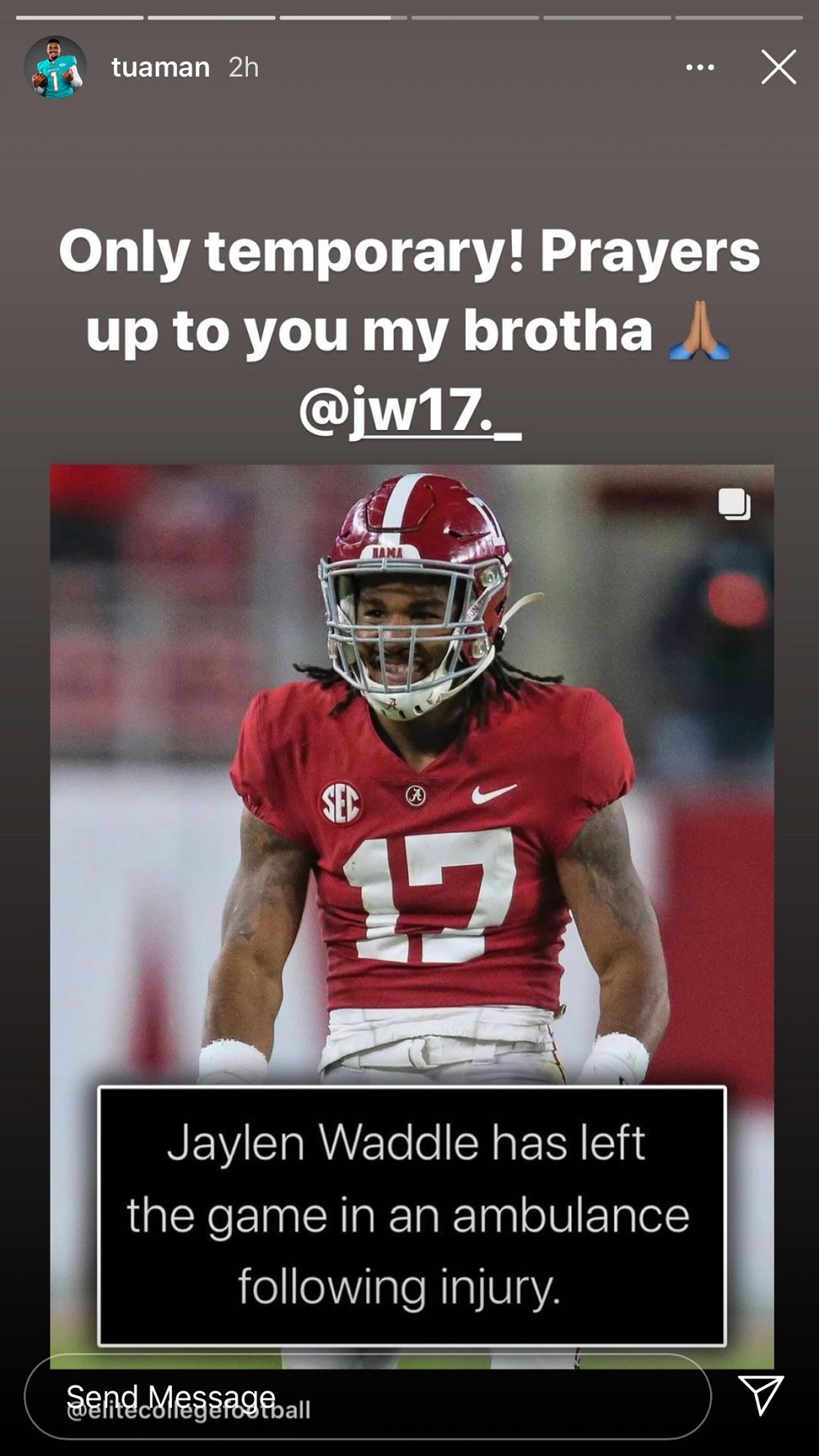 Alabama Players React To Jaylen Waddle Season-ending Injury