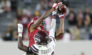 DeVonta Smith snatches ball over Mississippi State defender