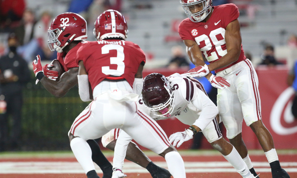 Dylan Moses records an interception versus Miss. State
