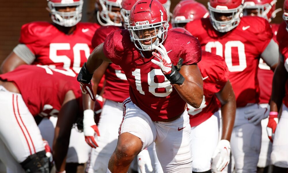 LaBryan Ray goes through a drill at practice