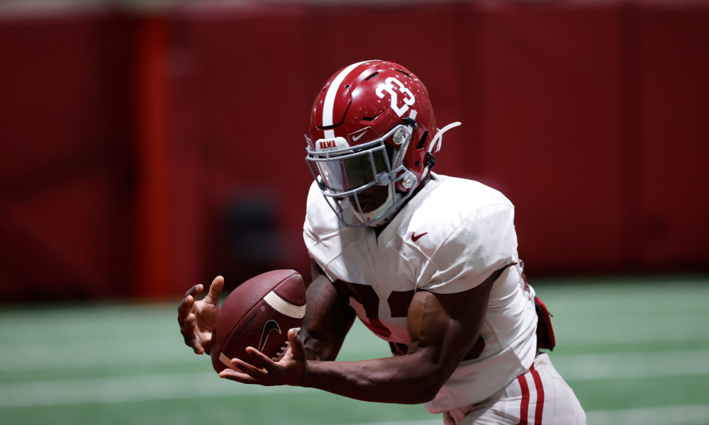 Roydell Williams with a catch at Alabama practice