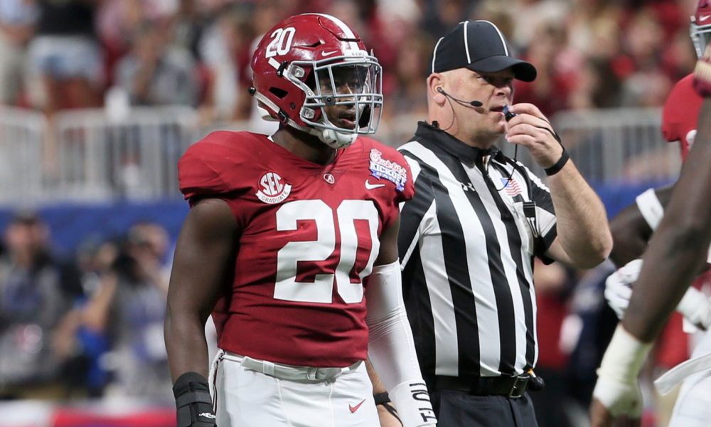 Shaun Dion Hamilton on the field for Alabama versus FSU in 2017