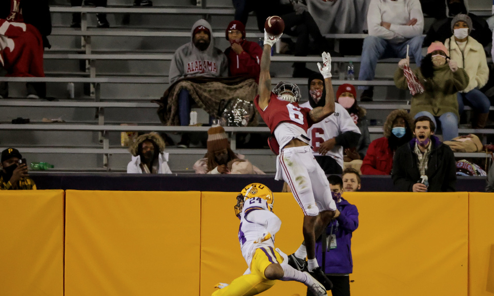 DeVonta Smith with a touchdown catch over Derek Stingley of LSU