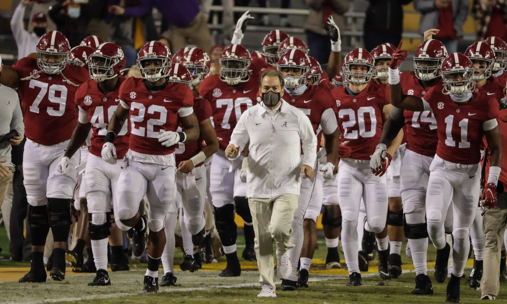 Nick Saban and Alabama take the field for matchup against LSU