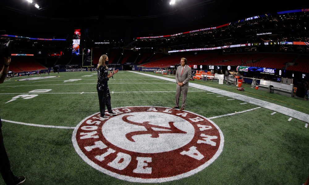 Nick Saban in a pregame interview before SEC Championship