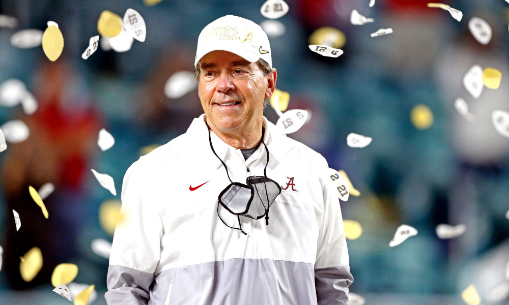 Nick Saban smiles after winning 2020 CFP National Title