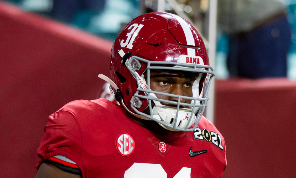 Will Anderson (No. 31) takes the field for Alabama versus Ohio State in 2021 CFP title game