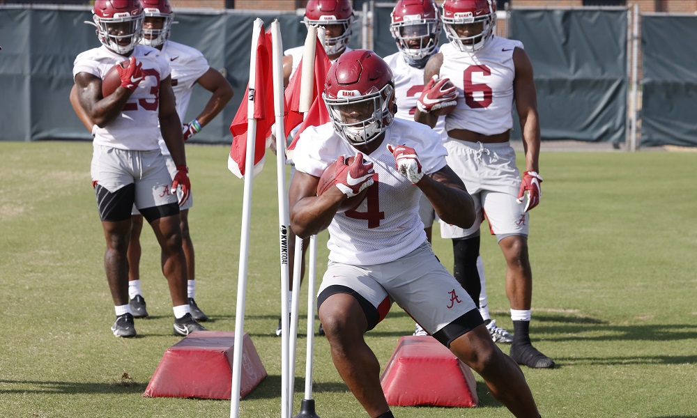 Brian Robinson moving through drills at Alabama spring practice