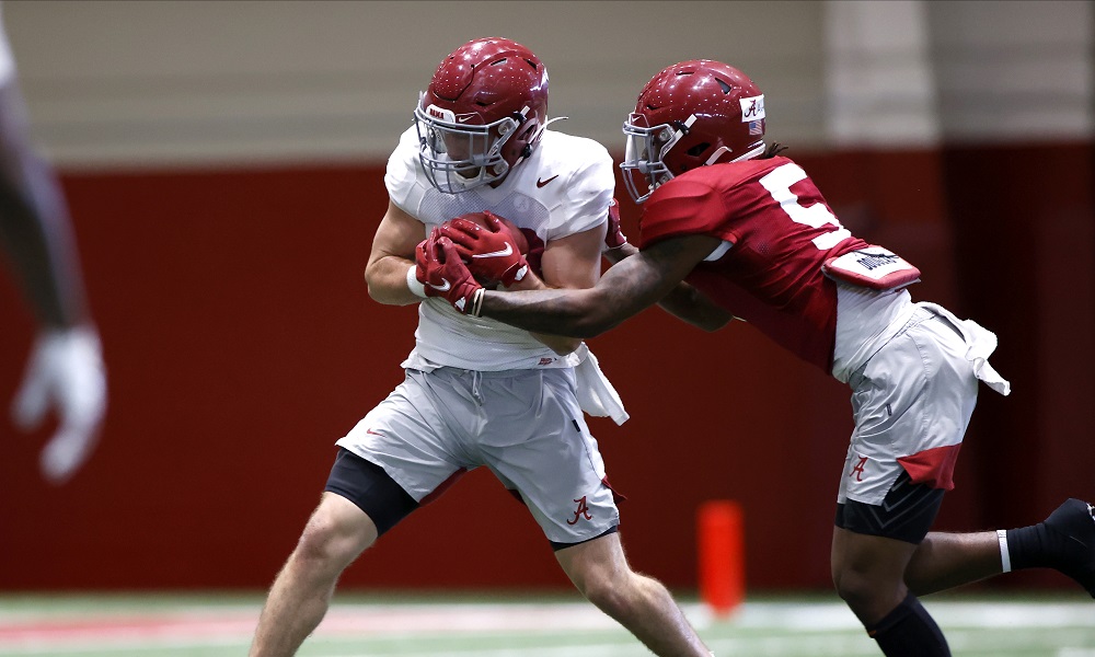 Slade Bolden with a catch in Alabama spring practice