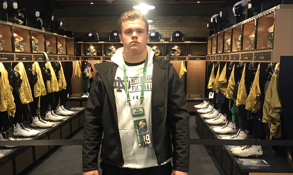 Alex VanSumeren poses for picture doing Notre Dame visit