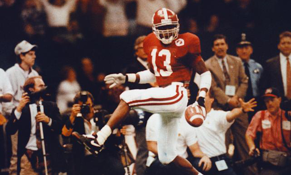 George Teague returns an interception for a TD versus Miami in 1993 Sugar Bowl