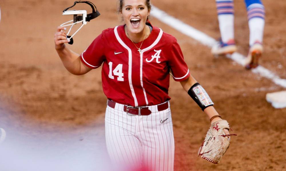 Montana Fouts celebrates SEC Championship victory for Alabama over Florida