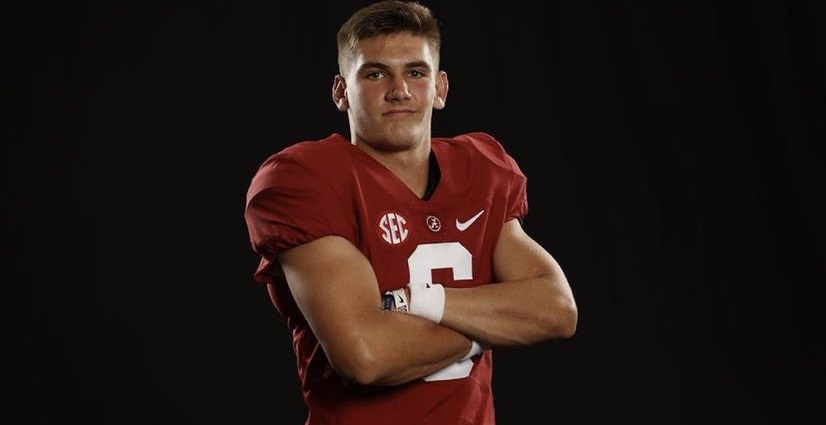 Ty Simpson poses for picture during Alabama official visit