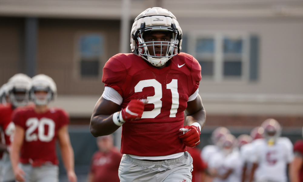 Will Anderson running during fall camp practice for Alabama