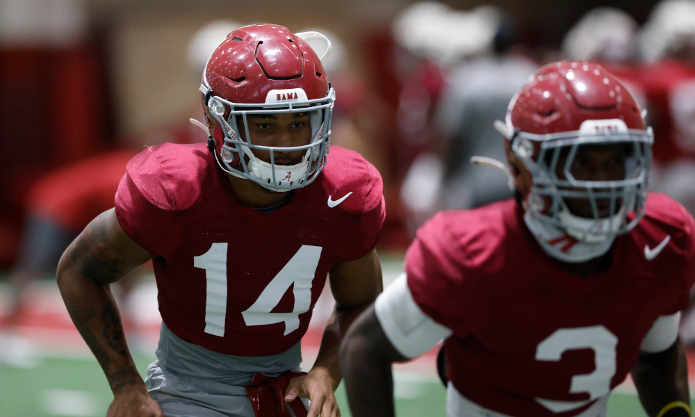 Brian Branch going through drills at Alabama fall practice