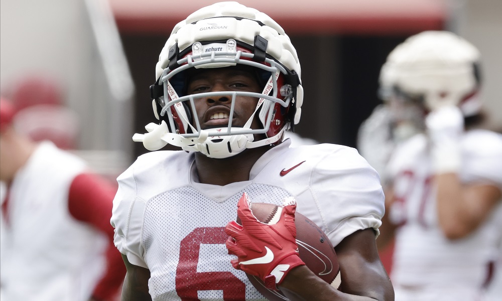 Trey Sanders during Alabama's second scrimmage of fall camp