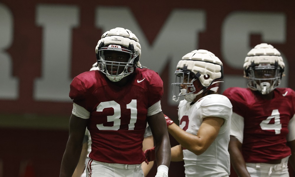 Will Anderson going through OLB drills for Alabama in practice