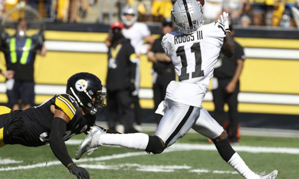 Henry Ruggs with a 61-yard TD catch for Raiders versus Steelers