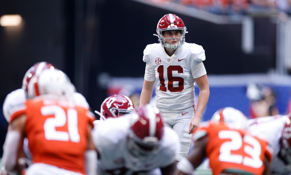 Will Reichard attempting a field for Alabama versus Miami