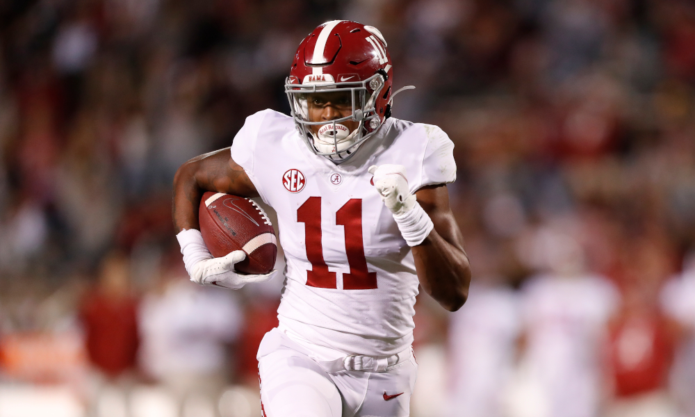 Traeshon Holden (#11) running for the end zone for Alabama versus Mississippi State