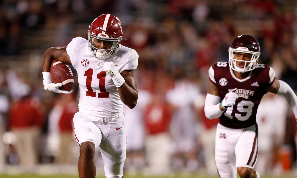 Traeshon Holden (#11) running for a touchdown for Alabama versus Miss. State