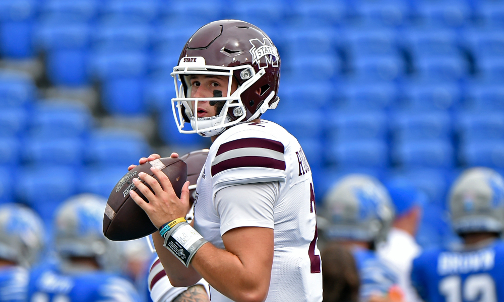 Will Rogers (#2) warms up for Miss. State before game against Memphis