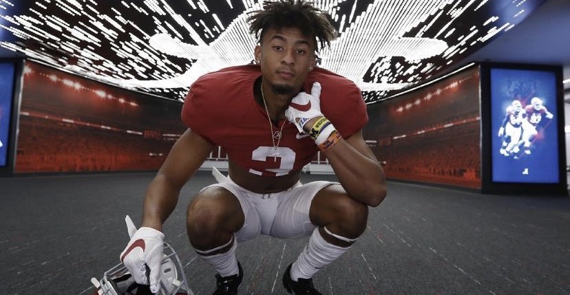 Devin Moore poses for picture during Alabama recruiting visit