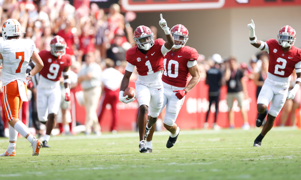 Kool-Aid McKinstry (#1) records an interception for Alabama versus Mercer