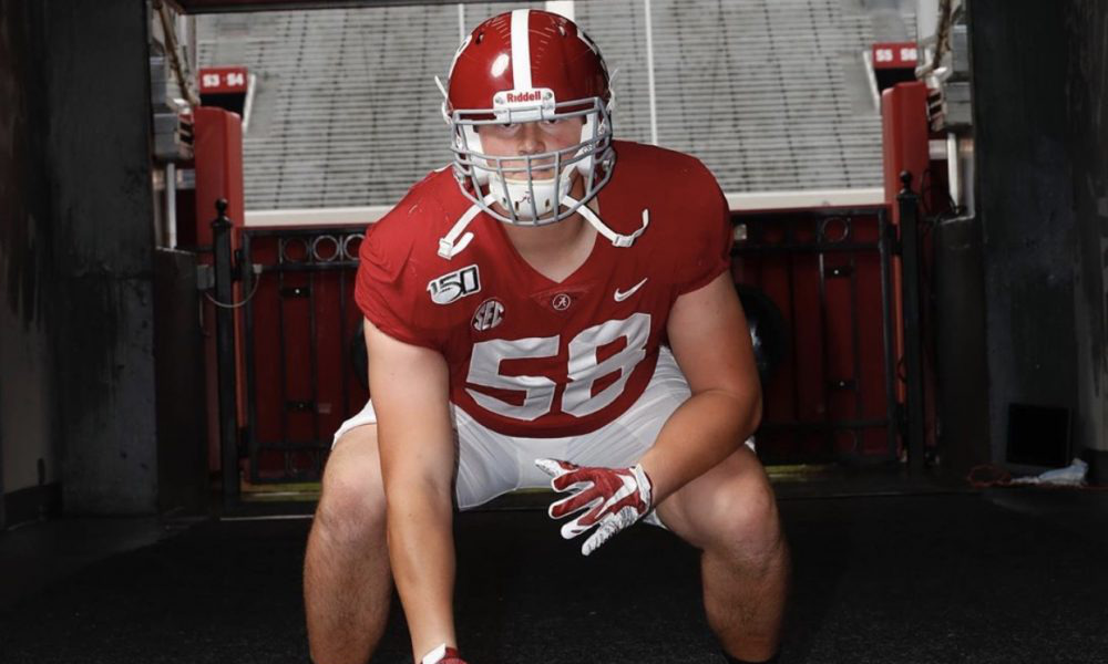 Seth McLaughlin posing in photo during visit to Alabama for 2020 class