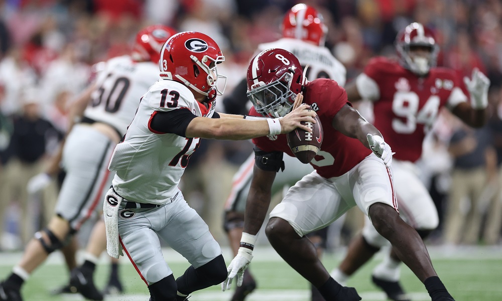 Alabama vs Georgia Alabama linebacker Christian Harris (8) Photo by Kent Gidley