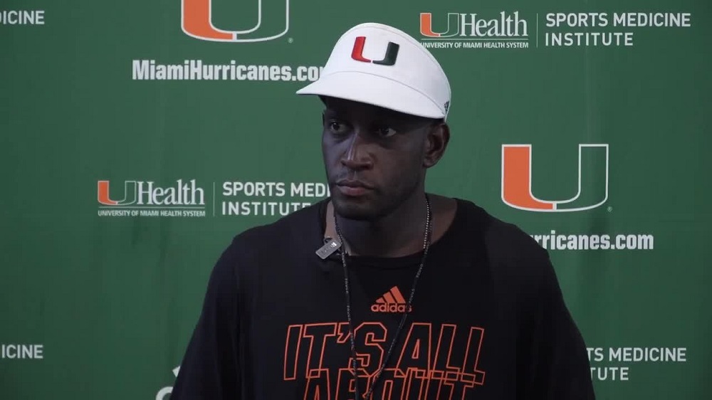 Travaris Robinson talks during press onferene at Miami media day