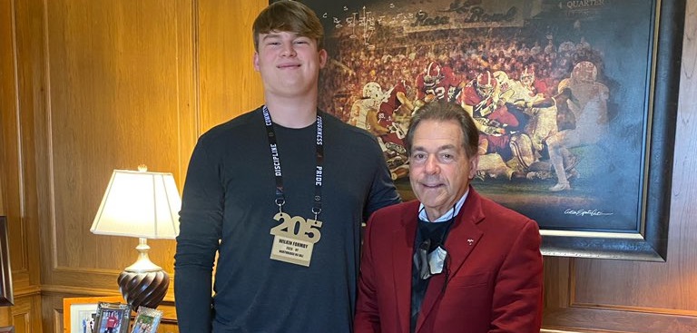 Wilkin Formby poses for picture with Nick Saban