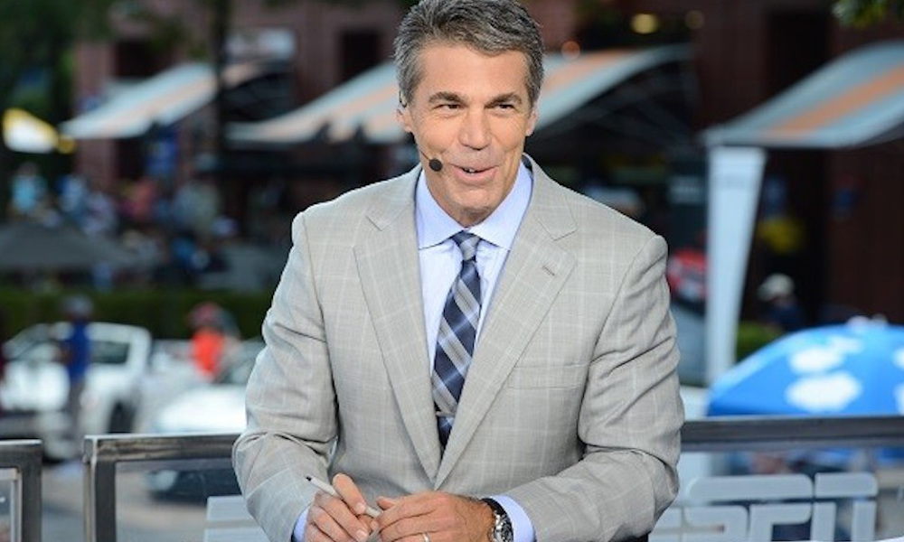 ESPN's Chris Fowler on the set of College Football GameDay