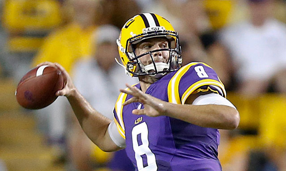 Zach Mettenberger (#8) during his time as a quarterback for the LSU Tigers