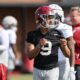 Bryce Young (#9) at 2022 spring practice for Alabama