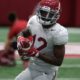 Alabama WR Christian Leary (#12) with a catch in spring football 2022 practice