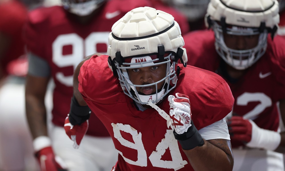 Alabama DL DJ Dale (#94) working through 2022 Spring Football Practice