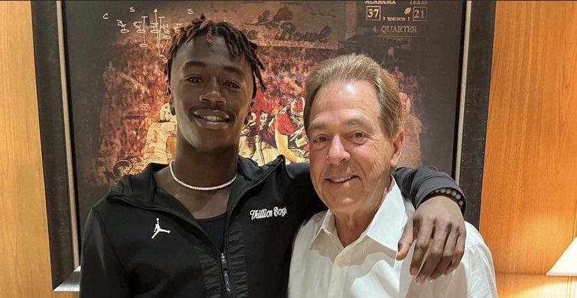 Johntay Cook and Nick Saban during Alabama visit