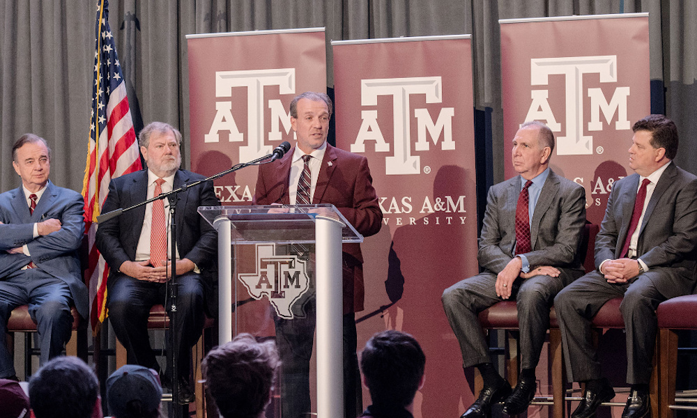 Jimbo Fisher during his press conference in 2018 as Texas A&M's head coach
