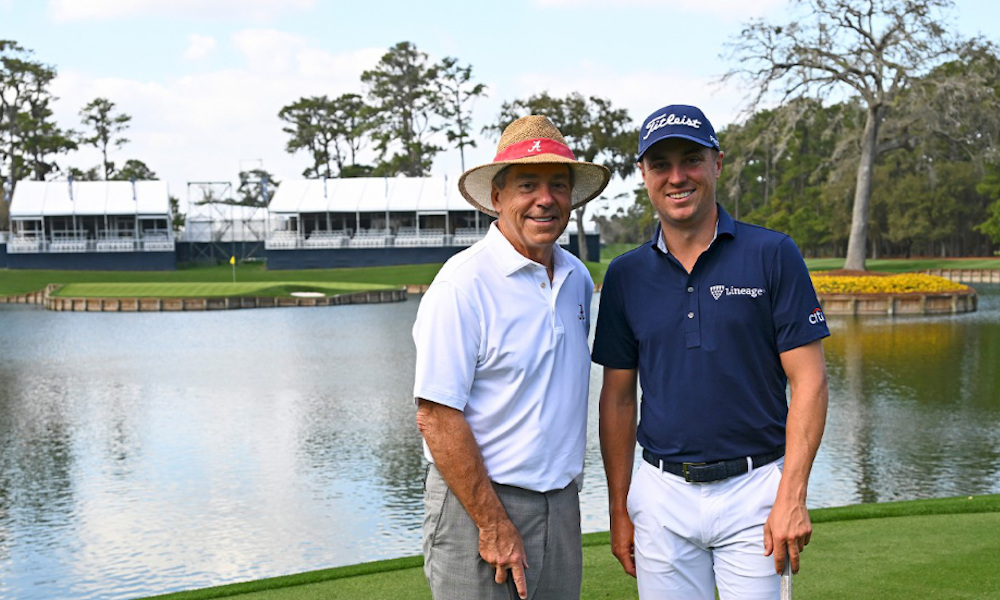 Nick Saban and Justin Thomas at the 2022 Players Championship Tournament for PGA