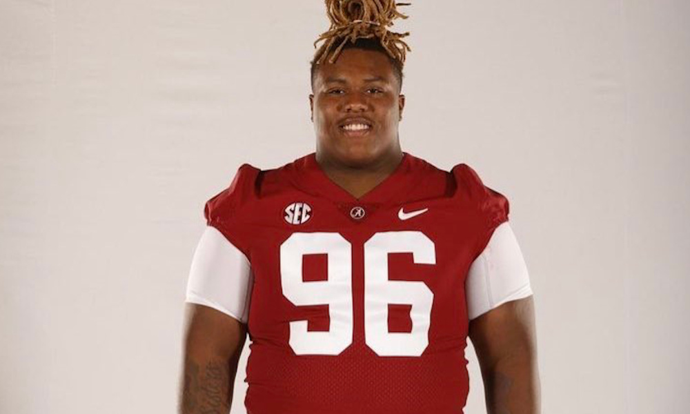 Alabama DL Tim Kennan III posing in preseason team photo for 2021