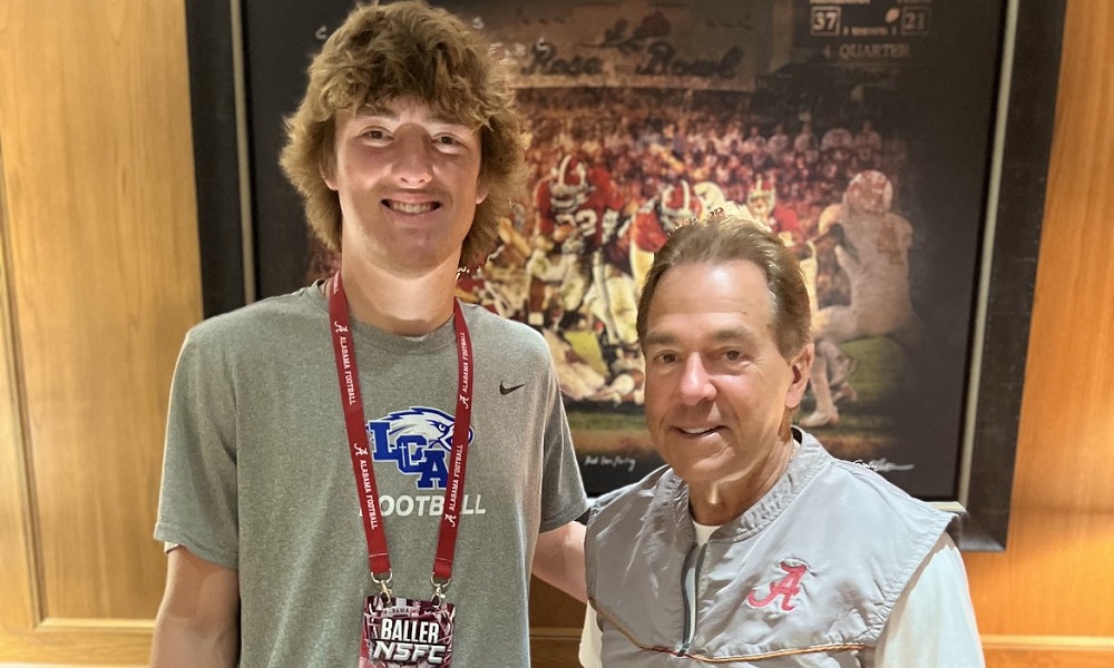 Cutter boley and nick saban during alabama visit