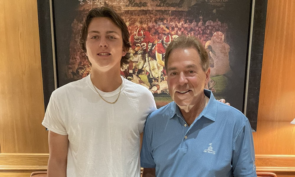 Julian Sayin and nick saban during alabama visit