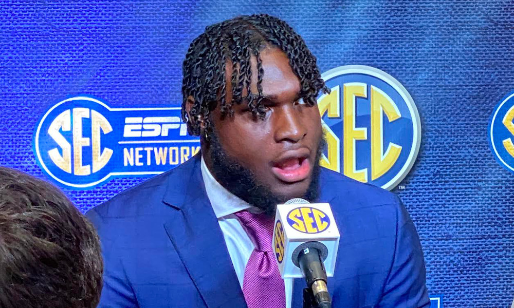 Will Anderson speaking to reporters at 2022 SEC Media Days