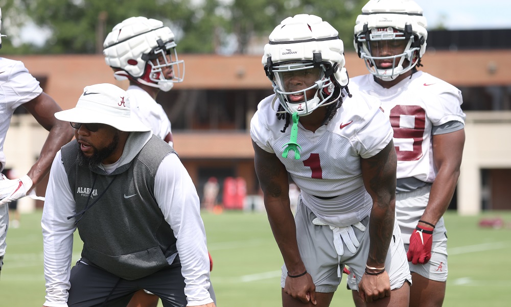 8/4/22 MFB Practice Alabama runningback Jahmyr Gibbs (1) Photo by Kent Gidley