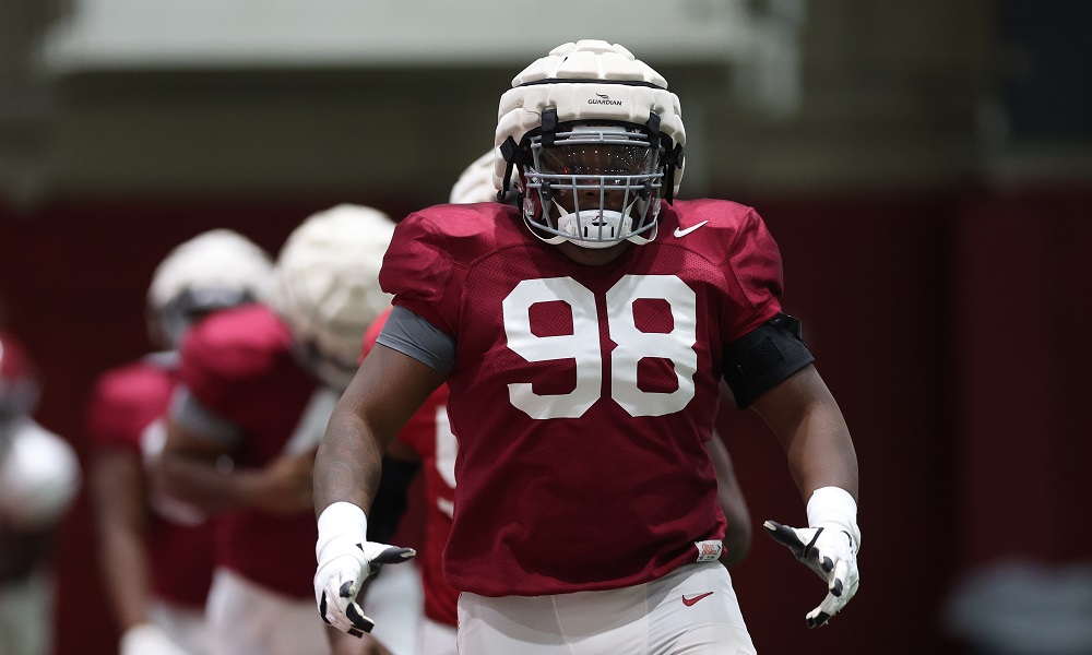 Alabama DL Jamil Burroughs (#98) during the team's 17th fall camp practice