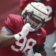 Alabama DL Jamil Burroughs (#98) going through week one drills for Utah State