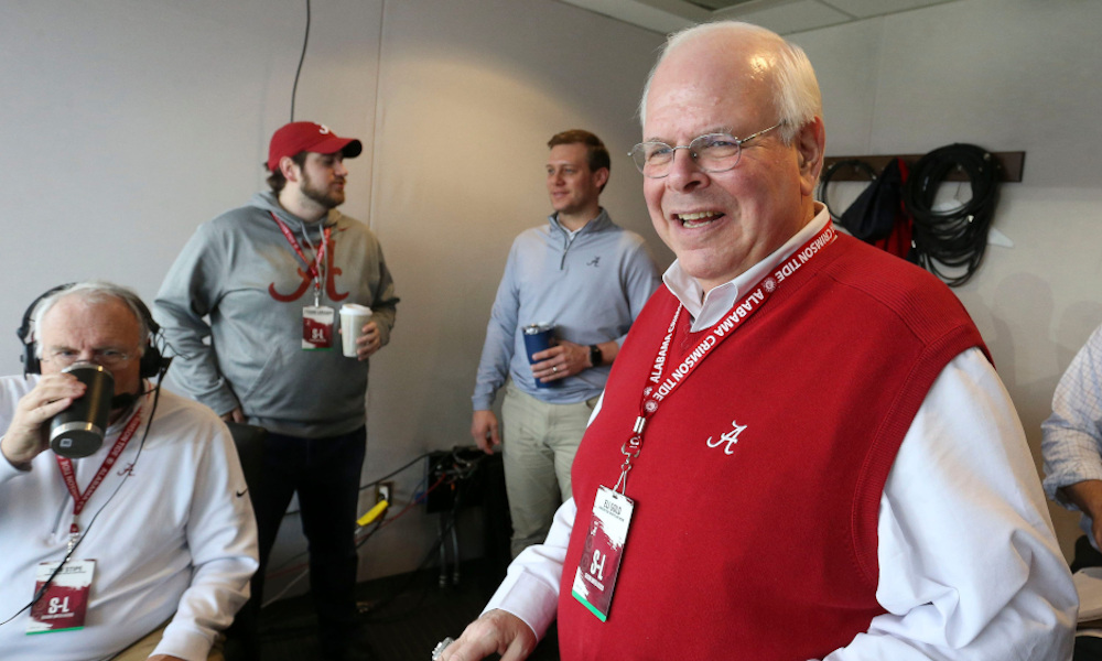 Eli Gold, voice of Alabama football, in the broadcast booth