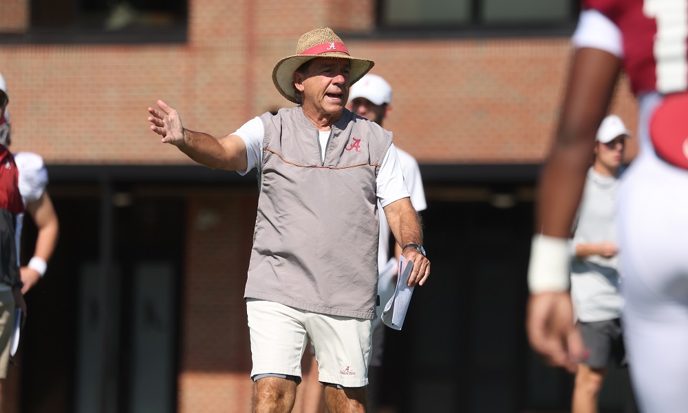 Alabama head coach Nick Saban during practice for Louisiana-Monroe