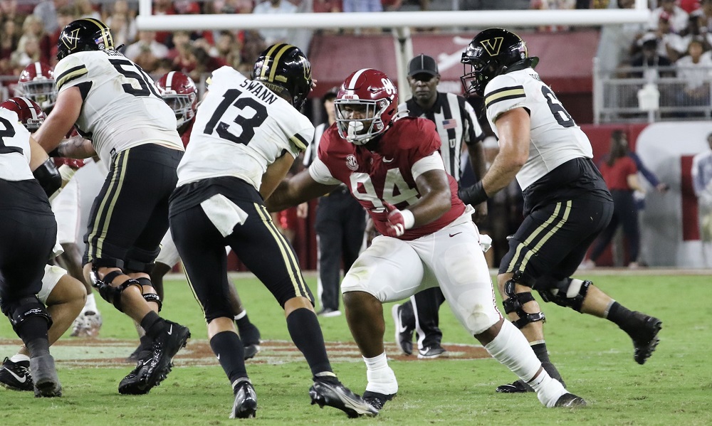 alabama DT DJ dale sacks vanderbilt quarterback